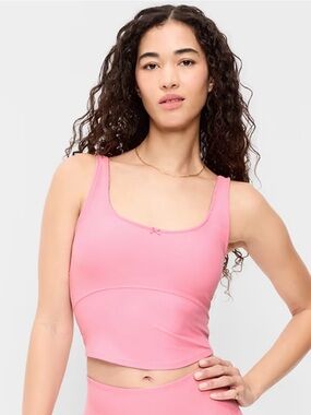 Old Navy Pink Scoop-Neck Crop Tank Sports Bra